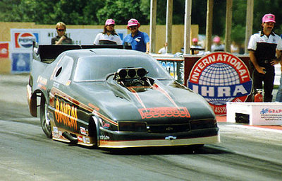 Johnny West's Banzai Chevy Beretta Fuel Funny Car. Photo by Rob Potter.jpg